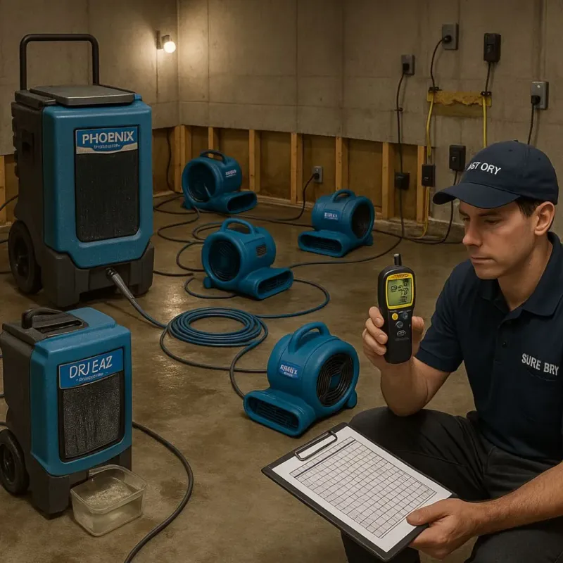 Structural Drying and Dehumidification process in Terryville, CT